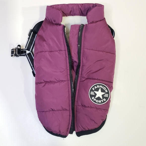 PawRoll Dog Winter Jacket with Harness Fashion Sports Size Large Purple - Picture 6 of 10